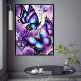 CHWGLFGG 5D Diamond Art Kits for Adults Beginners, Purple Butterfly Diamond Painting Kits, DIY Full Round Drill Paint by Diamonds Dot Gem Art for Adults, Home Wall Decor 12x16 Inch CHWGLFGG