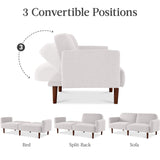 Best Choice Products 77" Mid Century Modern Boucle Loveseat Sofa, Couch, Convertible Sofa Sleeper Bed w/Real Wood, Removable Armrest - Frost Gray Best Choice Products