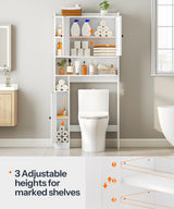 HOOBRO Over The Toilet Storage Cabinet, Farmhouse Over Toilet Bathroom Organizer with Doors and Adjustable Shelves, 31.5" W x 7.5" Dx 66.7" H, Space-Saving for Bathroom, Laundry, White WT80TS01N1 HOOBRO