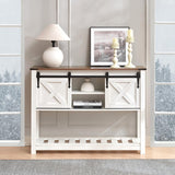 Puntogen Entryway Table with Sliding Barn Doors, 43" Farmhouse Console Table with Storage Shelf, Behind Couch Sofa for Hallway, Entryway, Foyer, White Puntogen