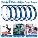 selizo Heat Tape for Heat Press Sublimation, 6 Packs Heat Transfer Tape Heat Resistant High Temperature Adhesive Tape for Dye Sublimation, HTV Craft selizo