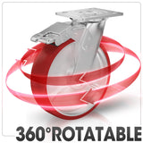 8" Caster Wheels, Casters Set of 4 - Heavy Duty Casters, Swivel Industrial Casters with Brake, Locking Casters with No Noise Polyurethane on Steel Wheels for Toolbox Workbench, Total Capacity 6000 lbs OVLLAN