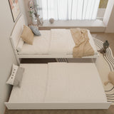 Xilingol Trundle Bed Twin, Solid Wood Bed Frames with Headboard and Wooden Slats Support, Twin Trundle Bed Frame Roll Out, Single Box (No Box Spring Needed), White Xilingol