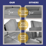 STHOUYN Comfy Loveseat Sofa Small Grey Couch Small Spaces, Small Love Seat Bedroom, Mid Century Modern Couches Living Room Dorm Office, 2 Seater Tufted Sofas, 57”W (Light Grey (Love seat)) STHOUYN