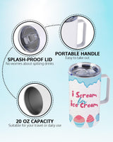 OFFNOVA 20oz Sublimation Tumblers with Handle, 4 Pack Sublimation Coffee Mugs with Lid, Stainless Steel Coffee Tumbler Travel Mug for Cold Hot Drinks OFFNOVA