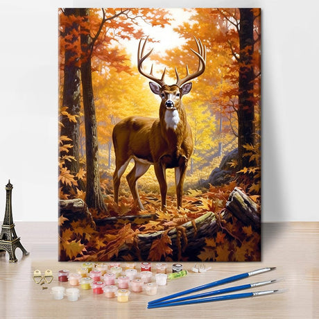 TUMOVO Paint by Number for Adults Canvas, Deer Paint by Numbers, Animals in The Forest Paint by Number, Deer Painting by Numbers for Adults DIY Painting Kits Home Wall Decoration, 16 x20 Inch TUMOVO