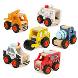 DIPALENT 6Pcs Wooden Cars for Toddlers 1-3, Push and Go Vehicles, Kid Toys, Hand Push Cars for 1+ Year Old, Montessori DIPALENT