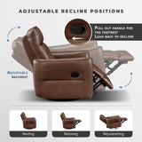 Lexicon Swivel Glider Reclining Chair, Top Grain Leather Match Manual Recliner, Comfy Nursery Glider Recliner, Swivel Reclining Chair for Living Room/Office/Bedroom/Apartment, Toffee Brown Lexicon