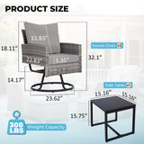 4 Pieces Patio Set with 28” Propane Fire Pit Table, Swivel Wicker Outdoor Patio Chairs w/Coffee Table Rattan Furniture FirePit Set for Outside Grey-Grey FHFO