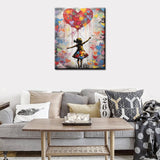 Tucocoo Love Balloon Paint by Number for Adults, DIY Digital Oil Painting Kits on Canvas with Brushes and Acrylic Pigment, Banksy Little Girl Street Artwork for Home Decor 16x20 inches (Frameless) Tucocoo