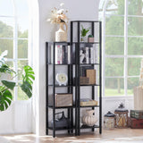 YUFAM 54in Tall Bookshelf 5-Tier Small Narrow Bookcase, Skinny Book Shelf for Small Space, Farmhouse Slim Shelf with Storage, Wood Freestanding Display Thin Bookshelves for Living Room, Office, Black YUFAM