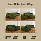 Marsail Modular Sectional Sofa, 142" U-Shaped Modular Sectional Couch with Deep Seat, Freely Combinable Sectional Clound Sofa for Living Room, No Assembly, Plush Corduroy Fabric, Green Marsail