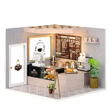 Flever Dollhouse Miniature DIY House Kit Creative Room with Furniture for Romantic Valentine's Gift (Leisurely Coffee Shop) Flever