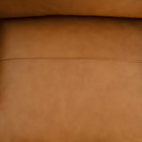 Naomi Home Genuine Leather Sofa - Luxurious Comfort, Goose Feather Cushion Filling, Square Arm Design, Sturdy Block Legs, Elegant Tan - Ideal for Living Room, Office, or Bedroom Naomi Home