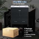 Harper & Bright Designs 30" Bathroom Vanity with Sink, Free Standing Single Basin Vanity Set with 2 Doors Cabinet and One Drawer, Modern Wooden Bathroom Cabinet with Ceramic Basin for Bathroom, Black Harper & Bright Designs