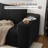 63" Cloud Loveseat Sofa - Boneless Deep Seat 2-Seater, No Assembly Foam Floor Couch, Plush Corduroy Fabric, Modern Living Room Sofa for Small Space Apartment, Bedroom, Office (Black, 63") Klwenas Maec