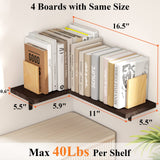 Love-KANKEI Corner Shelf Wall Mounted,Floating Wall Shelves for Storage,Rustic Wood Hanging Shelves for Display,Bedroom Bathroom Living Room Kitchen,Set of 4, Dark Brown Love-KANKEI