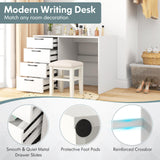 IFANNY White Computer Desk, 43.5’’ Writing Desk with 4 Large Drawers, Modern Executive Desk, Wood Vanity Table with Storage, Student Desk for IFANNY