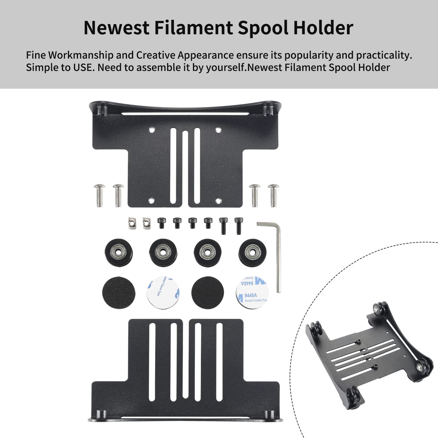 3D Printer Filament Spool Adjustable Holder: FYSETC New 3KG-Filament Spool Stand Wide with Range 23-116mm Mount Rack Bracket Universal Fits for TPU PLA ABS PETG Nylon 0.5-3KG 3D Printing Mate - WoodArtSupply