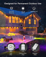 ANGELHALO Permanent Outdoor Lights, 100ft Smart Outdoor Lights with 72 LED Lights, Cool/Warm Eaves Lights IP65 Waterproof for Christmas, Halloween, Party, Compatible with Alexa, Google Assistant ANGELHALO