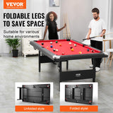 VEVOR Billiards Table, 7 ft Pool Table, Portable Foldable Space-Saving Table, Billiard Table Set Includes Balls, Cues, Chalks and Brush, Black with Red Cloth, Perfect for Family Game Room Kids Adults VEVOR