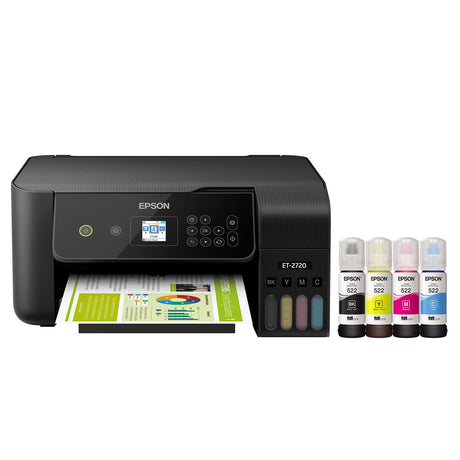 Epson EcoTank ET-2720 Wireless Color All-in-One Supertank Printer with Scanner and Copier - Black Epson