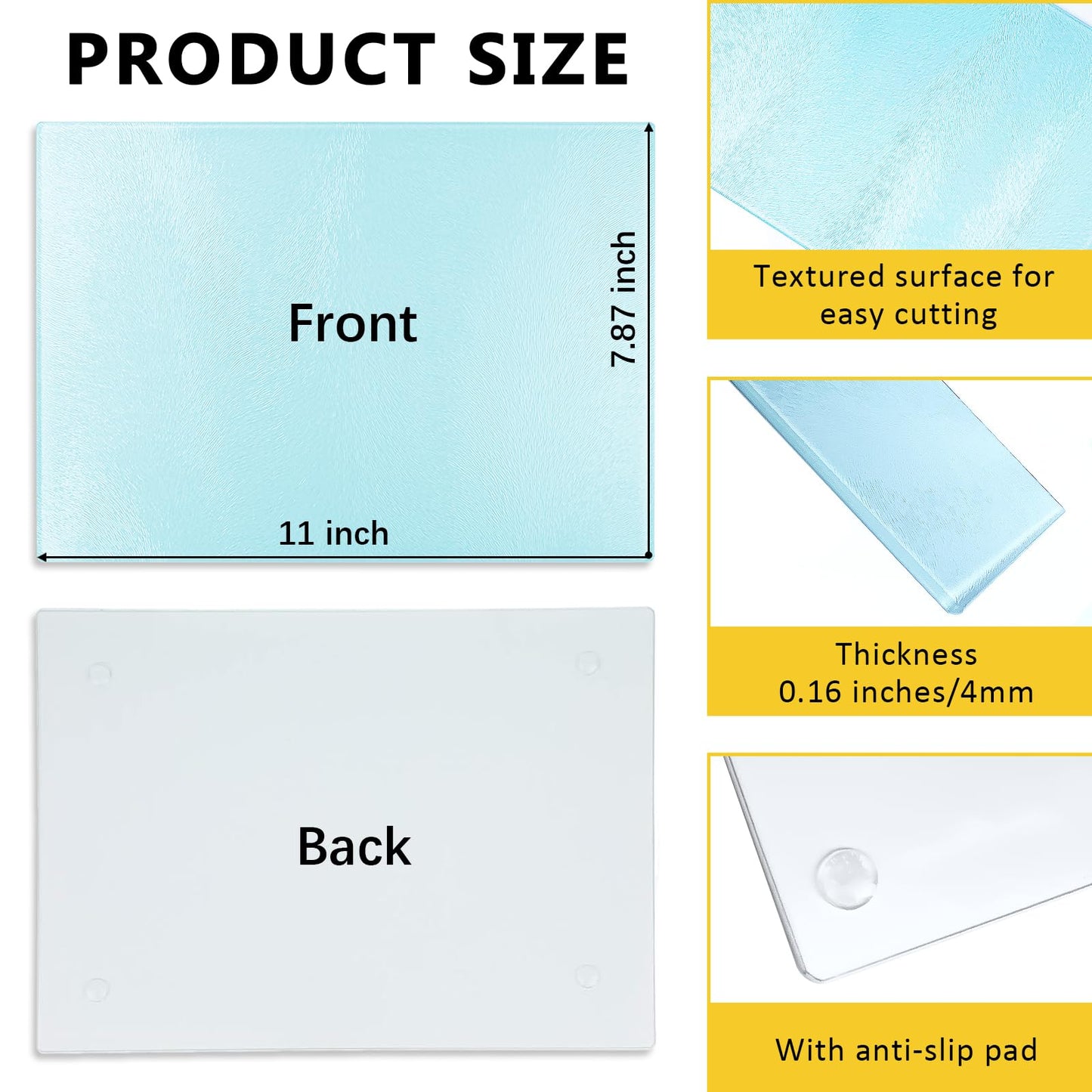 10 Pack Sublimation Glass Cutting Board Blanks, 11"x7.87" Heat Thermal Transfer Sheet DIY Picture Chopping Board, Textured Blank Cutting Boards for Kitchen Countertop