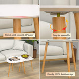 Bamboo White Nesting End Table - Side Tables Living Room Tables, Nesting Tables Set of 2 Small Coffee Table, Modern Minimalist Triangle Center Table for Sofa Bedside Bedroom Apartment Ofiice Bambloom