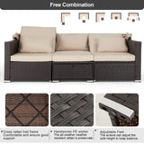 Vicluke 6 Pieces Patio Furniture Sets Outdoor Sectional Sofa Set Rattan Daybed with Retractable Canopy, Adjustable Backrest, Storable Tea Table Rectangle Sunbed for Backyard Garden Poolside(Khaki) Vicluke