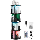 Black Rotating Book Shelf with LED Lights Generic