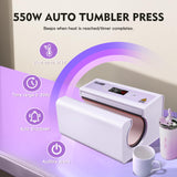WHUBEFY Tumbler Heat Press Machine, Auto Mug Press Machine for 30oz 20oz, Automatic Press & Release, Sublimation Skinny Tumbler Glass 11-16oz Mugs, Heat Transfer for Tumblers,halloween Gift Cups, Mugs Whubefy