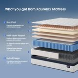KauRelax King Size Mattress,12 Inch Hybrid King Mattress in a Box,Medium Firm,Gel Memory Foam and Pocket Springs,Pressure Relief,100-Night Trial,CertiPUR-US Certified KauRelax