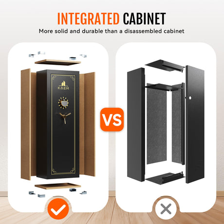 KAER 15 Biometric Gun Safe for Rifles and Pistols,Gun Cabinet with Fingerprint/Keypad/Key Access,Rifle Safe with Removable Shelf and Pistol Pocket.[No Assembly Required] KAER