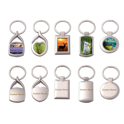 Joiit 10Pcs Sublimation Keychain Blanks Rectangle Bulk, Heat Transfer Press Key Chains with Keyrings for Photos, Laser Engraving Crafts