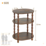 MaxSmeo Side Table, 3-Tier Small End Table, Modern Oval Night Stand Accent Table for Living Room, Bedroom, Rustic Brown MaxSmeo