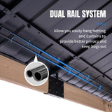 FAB BASED 12x20FT Hardtop Wood Gazebo, Natural Solid Cedar Frame Gazebo with 2-Tier Vented Roof, Outdoor Metal Canopy Pavilion with Netting & Curtains for Deck, Garden, Backyard, Lawn (Khaki) FAB BASED