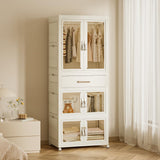 MU TU HD Large Portable Kids Closet Children's Armoire Adults Clothes Wardrobe Closet with Drawers and Doors, Collapsible Baby Costume Storage Organizer Kids Dress Up Storage Cabinet with Hanging MU TU HD