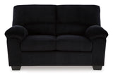 Signature Design by Ashley SimpleJoy Modern Loveseat for Living Room, Black Signature Design by Ashley