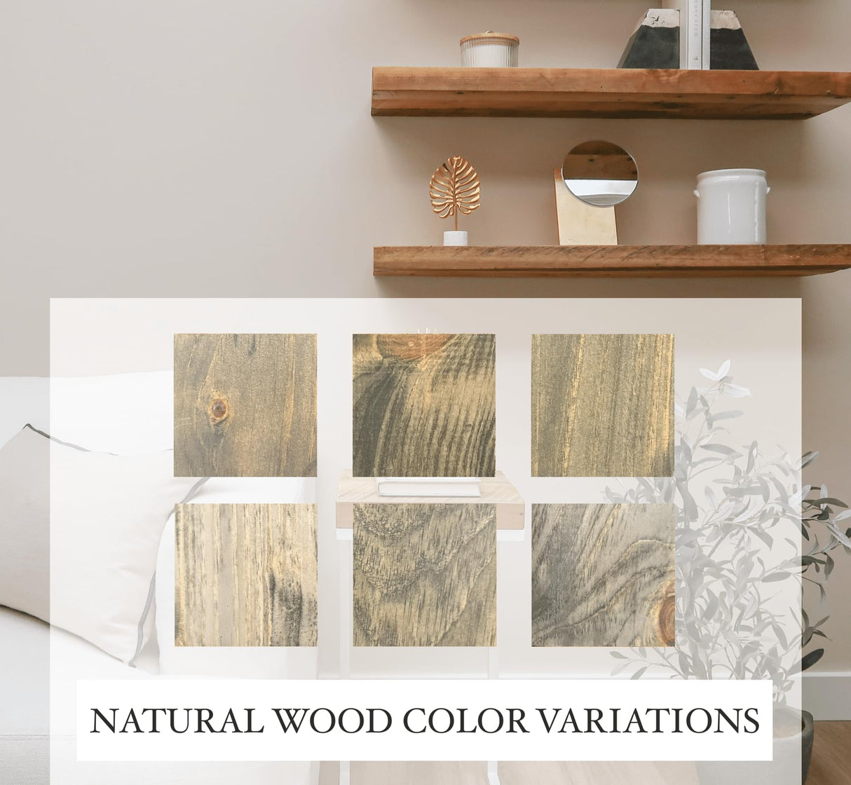 Fireplace Mantel, Rustic, Shelf, Floating Mantle, Real Wood, Beam, URBANDI (Grey, 84Lx6Hx8D) Generic