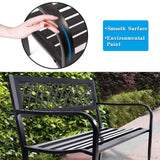 Garden Bench Bench Park Outdoor Bench for Patio Metal Bench Park Bench with Plastic Backrest Armrests Sturdy Steel Frame Furniture for Yard Porch Work Entryway, Black FDW