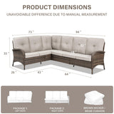 Belord 6-Seater Outdoor Sectional Sofa L Shaped Couch Patio Conversation Furniture Set, PE Wicker Patio Sectional Sofa with Removable Beige Cushion for Deck Sunroom Backyard Belord
