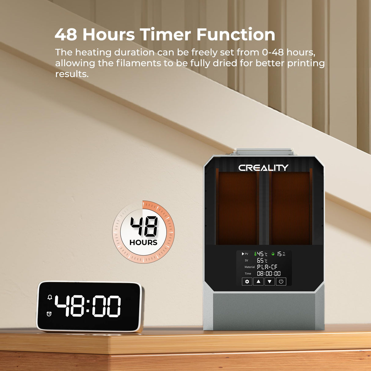 2024 CREALITY Official Space Pi Filament Dryer Plus, Dual-Spool Filament Dryer Box for 3D Printing with PTC Heater, 360° Fast Heating, 4'' LCD Touch Screen, One Key Set, Compatible with PLA PETG ABS Creality