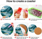 DOTZSO 8 Pcs Diamond Art Coasters Kit with Holder Diamond Art Kits for Adults Beginners Small Diamond Painting Coasters Arts and Crafts for Adults Supplies Item Sets (Landscape) DOTZSO