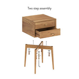 Nathan James 32704 Harper Mid-Century Oak Wood Nightstand with 2-Drawers, Small Side End Table with Storage, Brown Nathan James