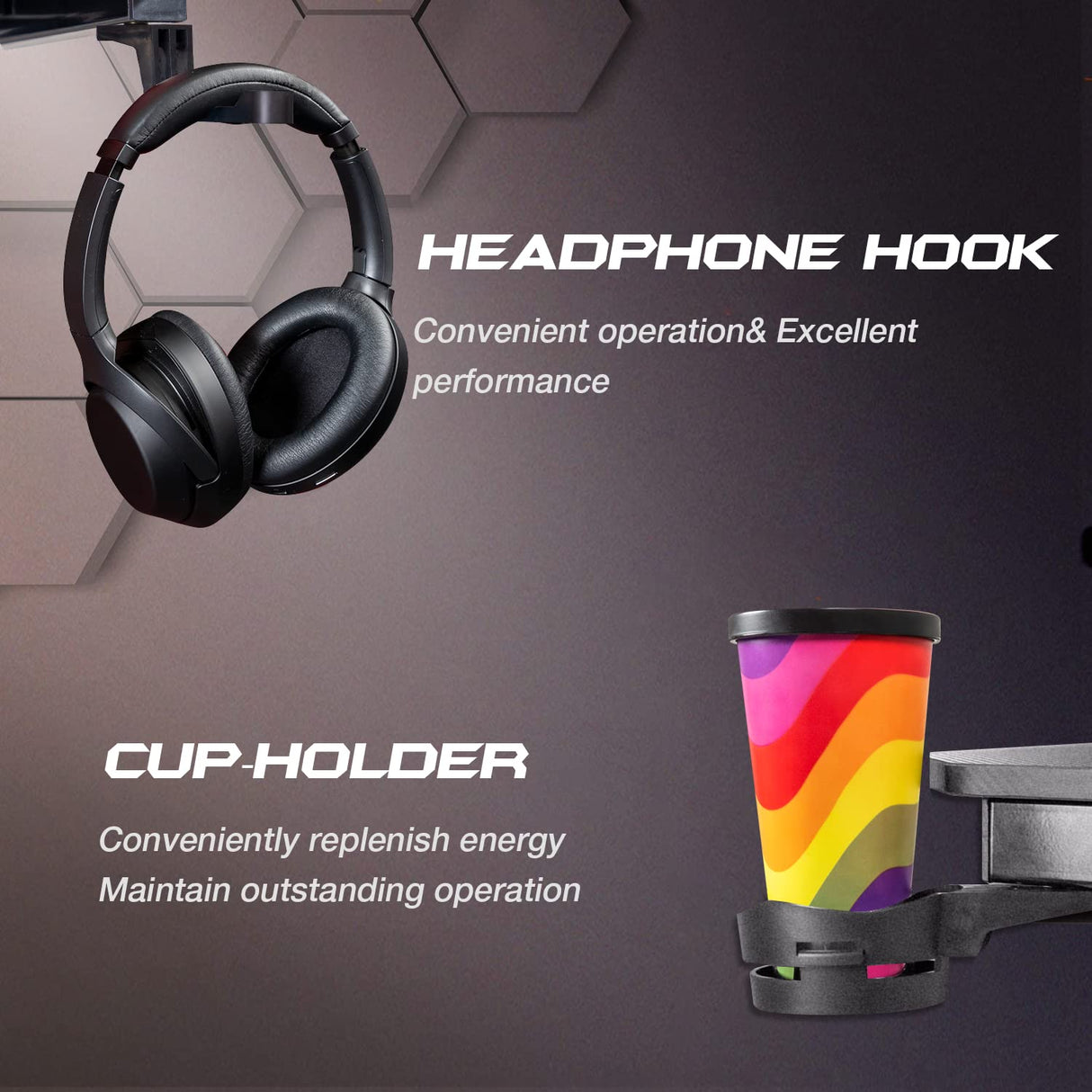 Homall Gaming Desk, Computer Desk with Carbon Fiber Surface, Gaming Table Z Shaped PC Gaming Workstation Home Office Desks with Cup Holder and Headphone Hook (44 inch, Black) Homall