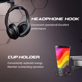 Homall Gaming Desk, Computer Desk with Carbon Fiber Surface, Gaming Table Z Shaped PC Gaming Workstation Home Office Desks with Cup Holder and Headphone Hook (44 inch, Black) Homall