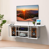 Floating TV Stand for 50 60 Inches TV,Wall Mounted Media Console with Open Storage Shelves，Modern Entertainment Center for Living Room,Bedroom (White) Fogein