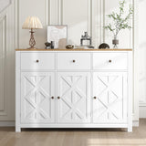 finetones Buffet Cabinet with Storage, 47.3” Farmhouse Sideboard Buffet Cabinet, White Kitchen Cabinet Display Cabinet with 3 Drawers and 3 Doors, Wood Coffee Bar Cabinet for Kitchen Dining Room finetones