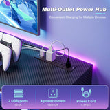 Viplive LED TV Stand for 55/60/ 65 Inch TV, TV Stand Table with PS5 Cabinet & Power Outlet, Black TV Stand for Living Room with Storage Drawer, TV Entertainment Center with RGB Lights for Bedroom Viplive