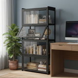 Magshion Display Cabinet with Acrylic Doors, 4-Tier Curio Cabinet for Collectibles, Display Case Showcase for Living Room, Office, 27.5"(L) x 13.5"(W) x 55"(H), Black Magshion